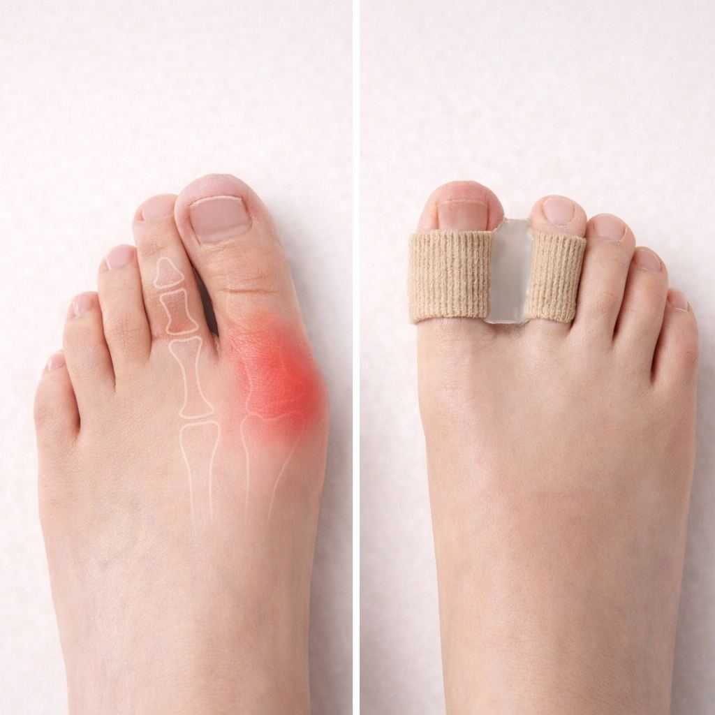 Voor en na: pijnlijke, gezwollen teen versus gecorrigeerde stand met TeenCorrector™